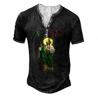 San Judas Tadeo Jalisco And S Sudadera Men's Henley Button-Down 3D Print T-shirt - Thegiftio UK