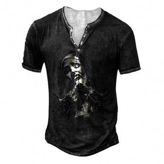 Satanic Nun Tattoos Unholy Men's Henley Button-Down 3D Print T-shirt - Thegiftio UK