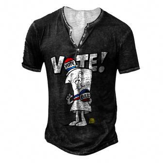 Schoolhouse Rock Vote With Bill Men's Henley Button-Down 3D Print T-shirt - Thegiftio UK