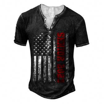 Senior 2023 American Flag Usa Graduation Class Of 2023 V2 Men's Henley Button-Down 3D Print T-shirt - Thegiftio UK