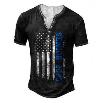 Senior 2023 American Flag Usa Graduation Class Of 2023 V3 Men's Henley Button-Down 3D Print T-shirt - Thegiftio UK