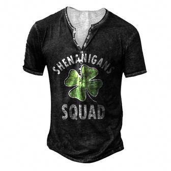 Shenanigans Squad Irish Shamrock Funny Saint Patricks Day Men's Henley Button-Down 3D Print T-shirt - Thegiftio UK