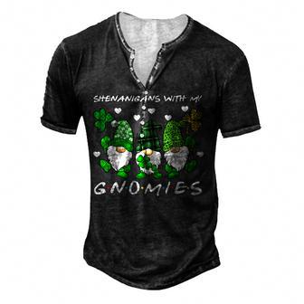 Shenanigans With My Gnomies St Patricks Day Gnome Shamrock Men's Henley Button-Down 3D Print T-shirt - Thegiftio UK