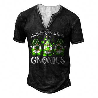 Shenanigans With My Gnomies St Patricks Day Gnome Shamrock Men's Henley Button-Down 3D Print T-shirt - Thegiftio UK