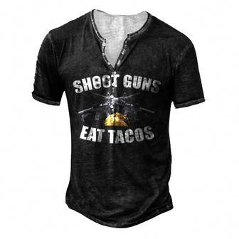 Shoot Guns Eat Tacos Men's Henley T-Shirt - Seseable