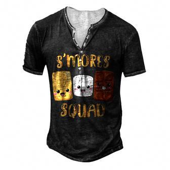 Smores Marshmallows Funny Smores Squad Camping Campfire Men's Henley Button-Down 3D Print T-shirt - Thegiftio UK