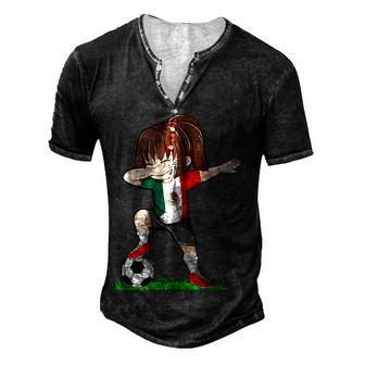 Soccer Mexico Jersey Mexican Flag Football Girls Dab Men's Henley Button-Down 3D Print T-shirt - Thegiftio UK
