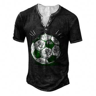 Soccer Shamrock St Patricks Day V2 Men's Henley Button-Down 3D Print T-shirt - Thegiftio UK