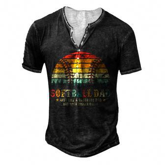 Softball Dad Just Like A Baseball Dad But With Bigger Balls V2 Men's Henley Button-Down 3D Print T-shirt - Thegiftio UK