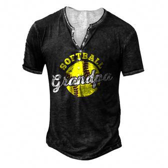 Softball Grandpa Grandfather Fathers Day Men's Henley Button-Down 3D Print T-shirt - Thegiftio UK
