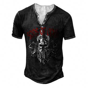 Sons Of OdinWarriorVikWarriorVikingsvalhalla Men's Henley Button-Down 3D Print T-shirt - Thegiftio UK