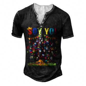 Soy Yo National Hispanic Heritage Month Latin Flags Tree Men's Henley Button-Down 3D Print T-shirt - Thegiftio UK