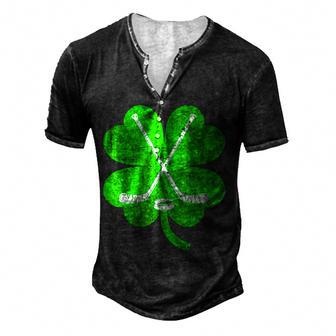 St Patricks Day Irish Hockey Shamrock Costume Boys Men Men's Henley Button-Down 3D Print T-shirt - Thegiftio UK