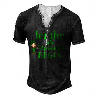 St Patricks Day Let The Shenanigans Begin 2022 Shamrock Men's Henley Button-Down 3D Print T-shirt - Thegiftio UK