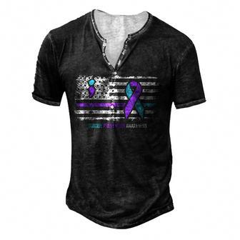 Suicide Prevention American Flag Suicide Awareness Men's Henley Button-Down 3D Print T-shirt - Thegiftio UK