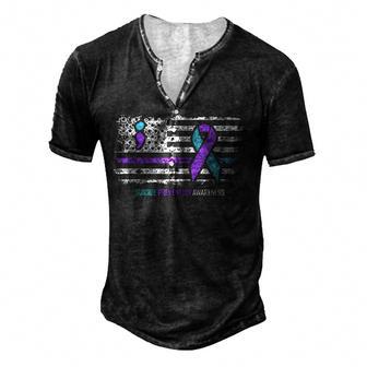 Suicide Prevention American Flag Suicide Awareness V2 Men's Henley Button-Down 3D Print T-shirt - Thegiftio UK