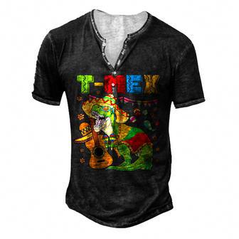 T Rex Cinco De Mayo Mexican Dinosaur Guitar Sombrero Fiesta Men's Henley Button-Down 3D Print T-shirt - Thegiftio UK