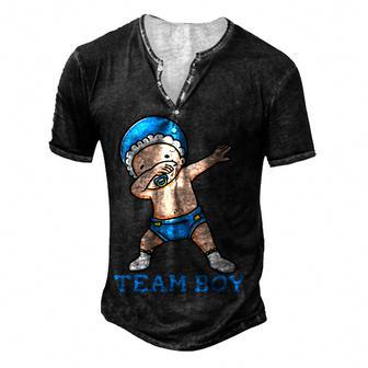 Team Boy Gender Reveal Party Pink Blue Baby Announcement Men's Henley Button-Down 3D Print T-shirt - Thegiftio UK