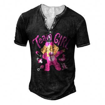 Team Girl Gender Reveal Party Team Pink Baby Announcement V4 Men's Henley Button-Down 3D Print T-shirt - Thegiftio UK