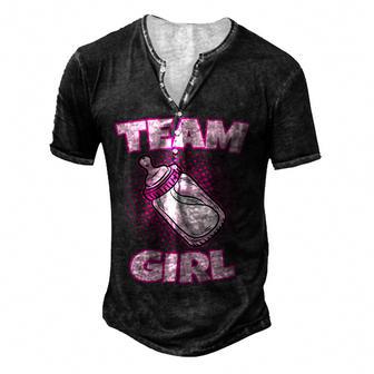 Team Girl Gender Reveal Party Team Pink Baby Announcement V5 Men's Henley Button-Down 3D Print T-shirt - Thegiftio UK