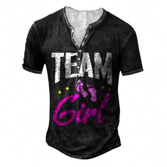 Team Girl Gender Reveal Party Team Pink Baby Announcement V8 Men's Henley Button-Down 3D Print T-shirt - Thegiftio UK