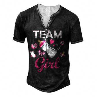 Team Girl Gender Reveal Party Team Pink Baby Announcement V9 Men's Henley Button-Down 3D Print T-shirt - Thegiftio UK