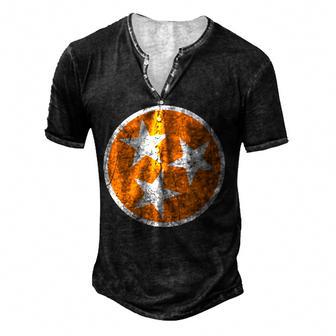 Tennessee Flag State Vintage Style Men's Henley Button-Down 3D Print T-shirt - Thegiftio UK