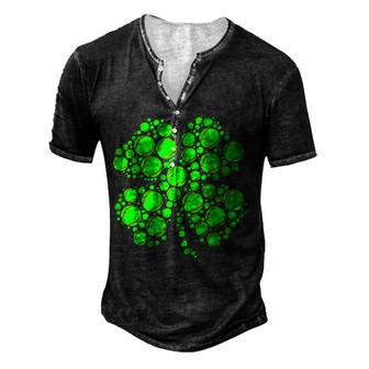 Tennis Ball Irish Shamrock Lucky Clover St Patricks Day Men's Henley Button-Down 3D Print T-shirt - Thegiftio