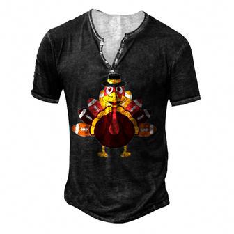 Thanksgiving Turkey Football Ball Sports Lover Men Boys Kids Men's Henley Button-Down 3D Print T-shirt - Thegiftio UK