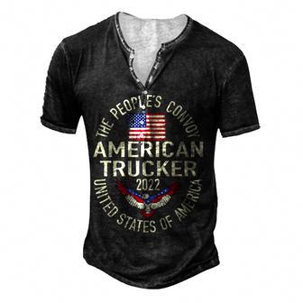 The Peoples Convoy 2022 America Truckers Freedom Convoy Usa Men's Henley Button-Down 3D Print T-shirt - Thegiftio UK