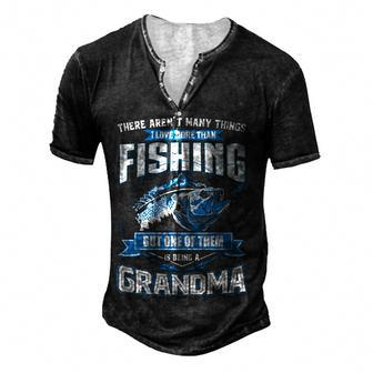 Things I Love More Than Fishing Grandma Men's Henley T-Shirt - Seseable
