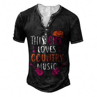 This Girl Loves Country Music Western Hat Musician Guitar Men's Henley Button-Down 3D Print T-shirt - Thegiftio UK