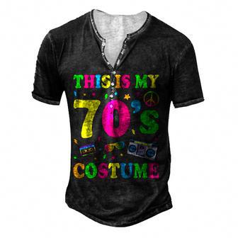 This Is My 70S Costume Funny Groovy Peace Halloween Men's Henley Button-Down 3D Print T-shirt - Thegiftio UK