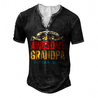 This Is What An Awesome Grandpa Looks Like Men's Henley Button-Down 3D Print T-shirt - Thegiftio UK