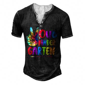 Tie Dye Peace Out Kindergarten Last Day Of School Summer V3 Men's Henley Button-Down 3D Print T-shirt - Thegiftio UK