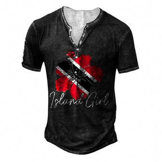 Trinidad & Tobago Girl Trinidadian Flag Pride Roots Men's Henley Button-Down 3D Print T-shirt - Thegiftio UK