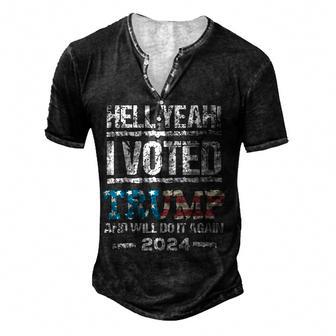 Trump 2024 I Voted Trump Flag Maga Patriot Party 4Th Men's Henley Button-Down 3D Print T-shirt - Thegiftio UK