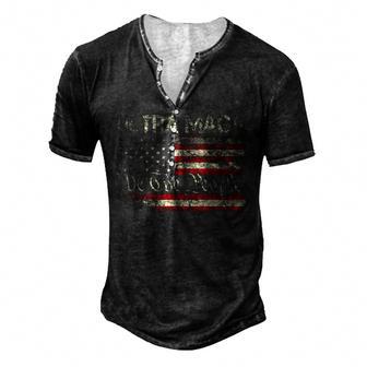 Ultra Maga Anti Biden American Flag Pro Trump Men's Henley Button-Down 3D Print T-shirt - Thegiftio UK
