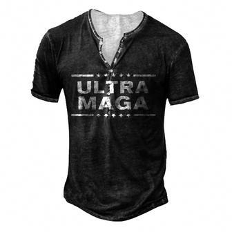 Ultra Maga United State Flag V5 Men's Henley Button-Down 3D Print T-shirt - Thegiftio UK