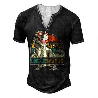 Unclesaurus T Rex Dinosaur Uncle Saurus Family Matching Men's Henley Button-Down 3D Print T-shirt - Thegiftio UK