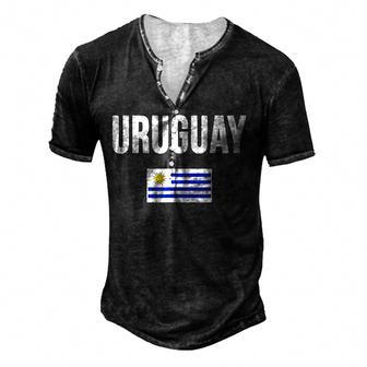 Uruguay Uruguayan Flag Souvenir Gift Camiseta Bandera Men's Henley Button-Down 3D Print T-shirt - Thegiftio UK