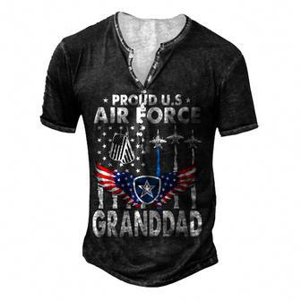 Us Air Force Proud Granddad - Proud Air Force Granddad Men Men's Henley Button-Down 3D Print T-shirt - Thegiftio UK