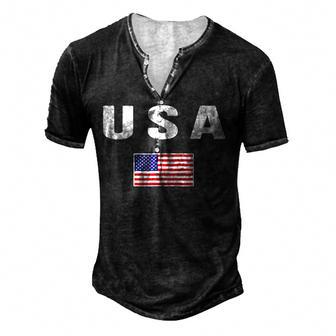 Usa American Flag Us America United States 4Th July Men's Henley Button-Down 3D Print T-shirt - Thegiftio UK