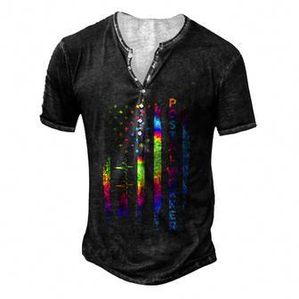 Usa Flag Postal Life Mail Carrier Postal Worker Mail Lady Men's Henley Button-Down 3D Print T-shirt - Thegiftio UK