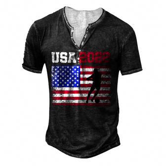 Usa Soccer Team 2022 United States Flag Futbol Cup Men's Henley Button-Down 3D Print T-shirt - Thegiftio UK