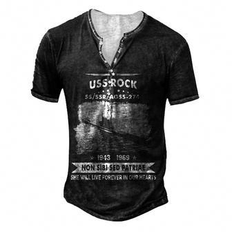 Uss Rock Ss Agss Men's Henley Button-Down 3D Print T-shirt - Monsterry