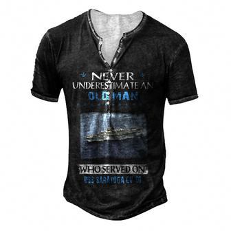 Uss Saratoga Cv-60 Veterans Day Father Day Men's Henley Button-Down 3D Print T-shirt - Thegiftio UK
