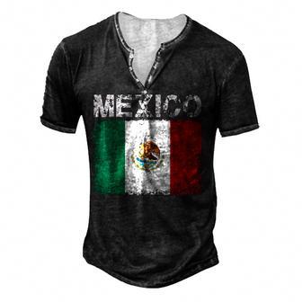 Vintage Mexico Flag Mexico Pride Clothing Sports Jersey Men's Henley Button-Down 3D Print T-shirt - Thegiftio UK