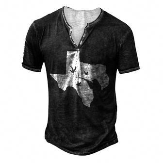 Vintage Texas Dove Hunting Gift - Bird Hunter Men's Henley Button-Down 3D Print T-shirt - Thegiftio UK