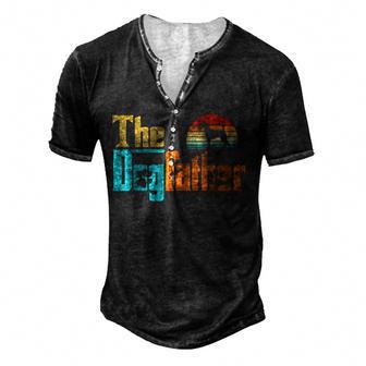 Vintage The Dogfather Irish Terrier Dog Owner Men's Henley Button-Down 3D Print T-shirt - Thegiftio UK